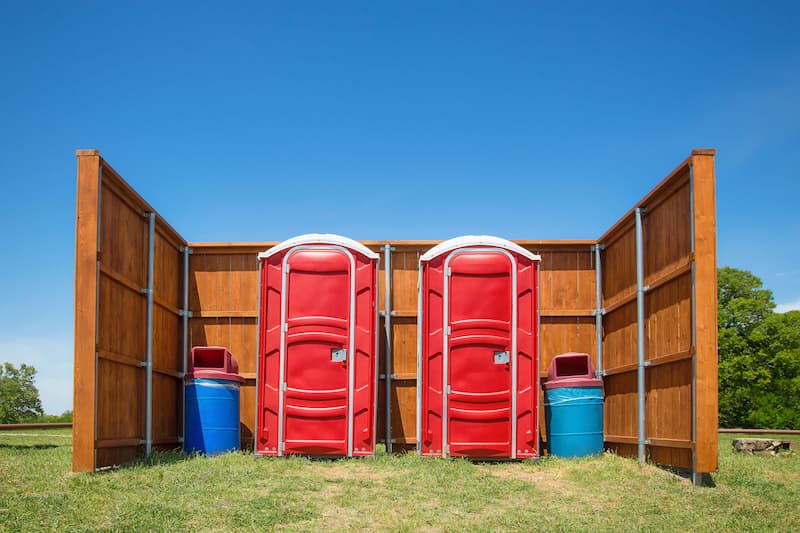Short-term porta potty units staged for delivery in Clovis, California